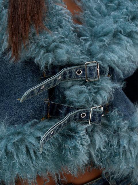 Denim Plush Short Coat