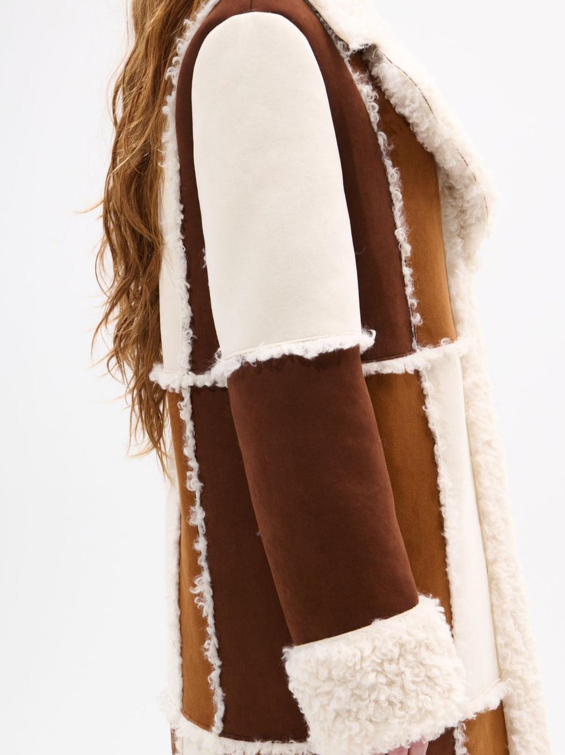 Stitched Contrast Lambskin Coat