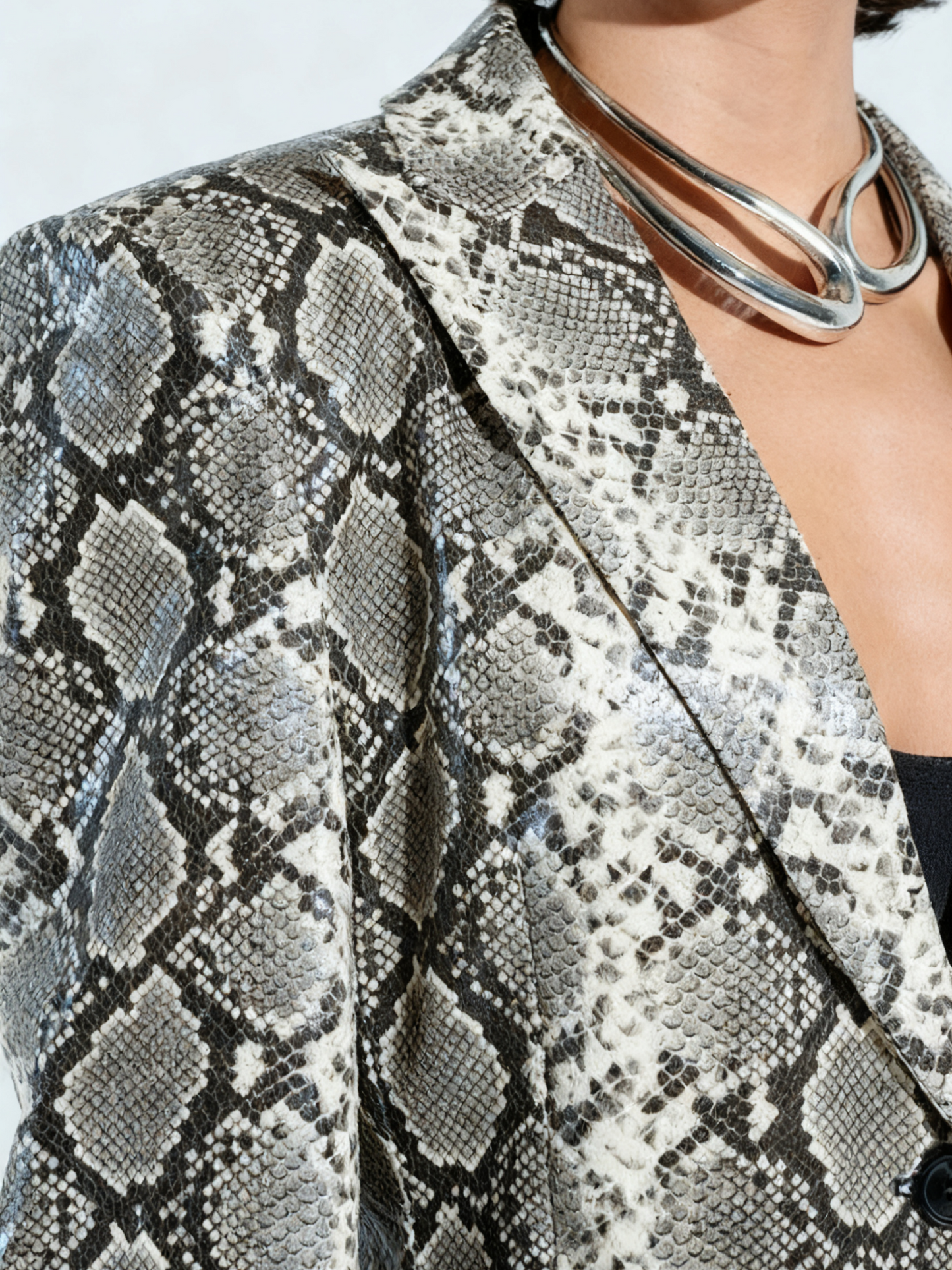 Snake-Print Long Coat