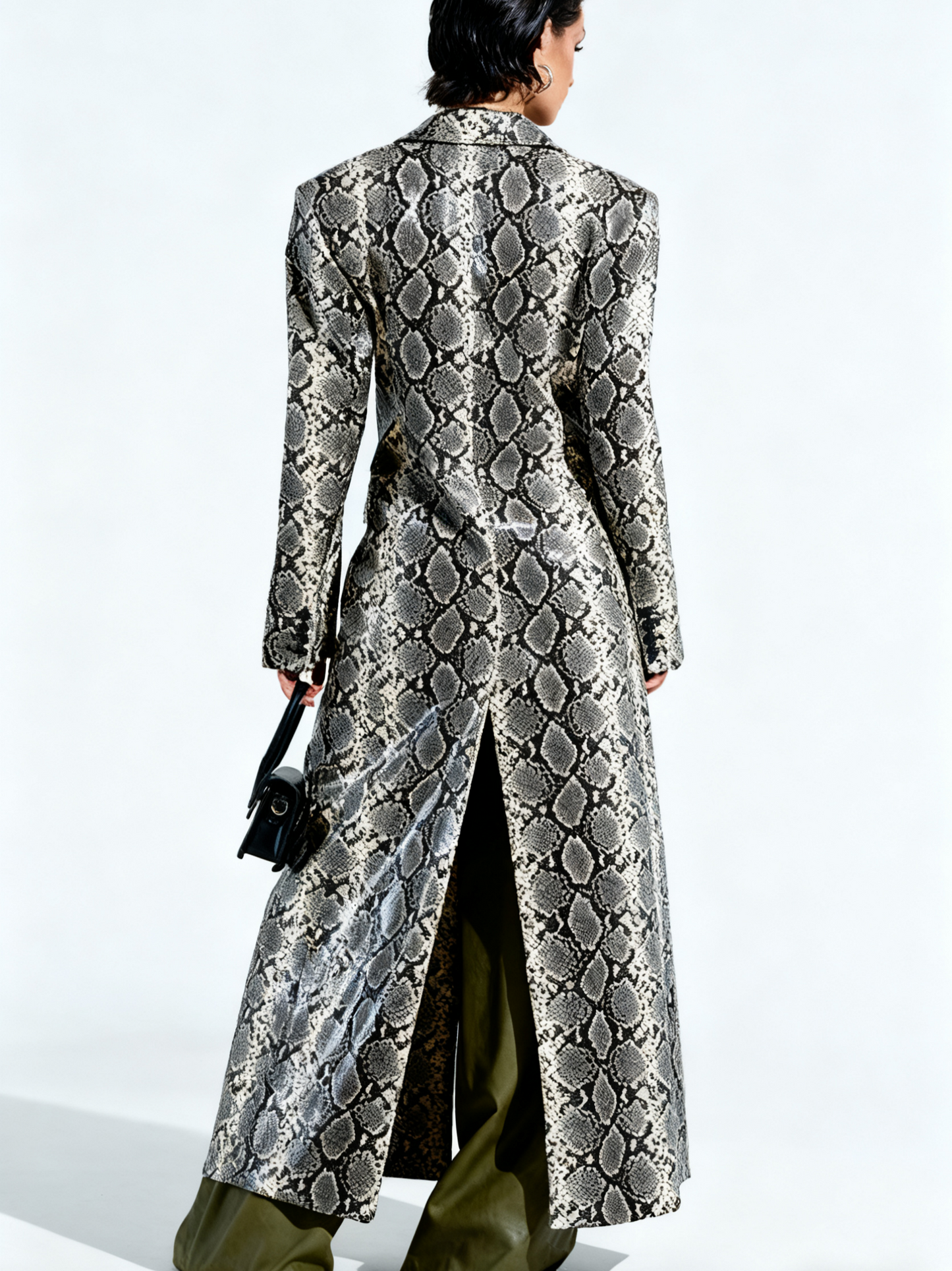Snake-Print Long Coat