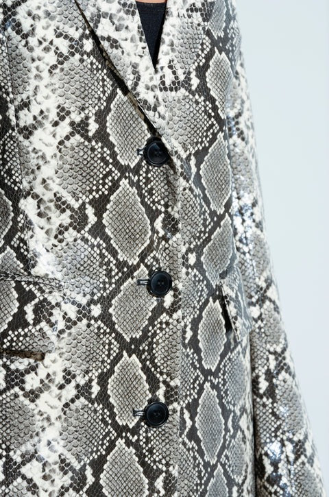Snake-Print Long Coat