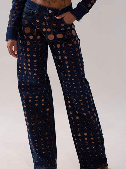 Studded Denim Suit