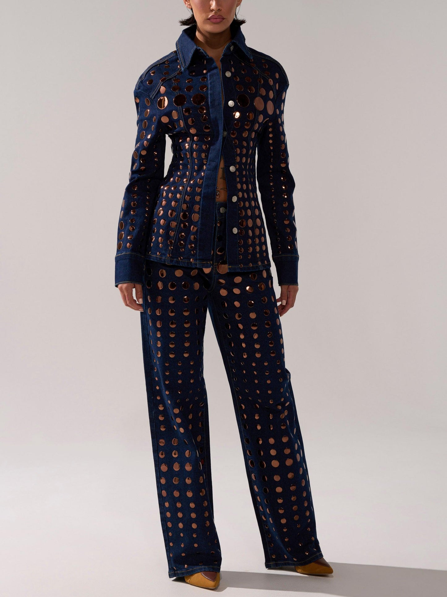 Studded Denim Suit