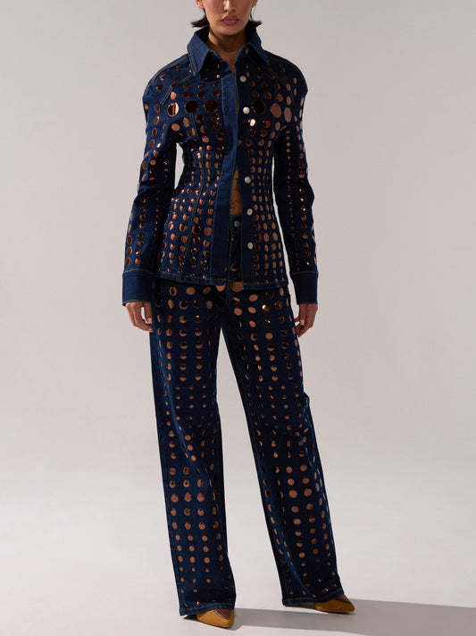 Studded Denim Suit