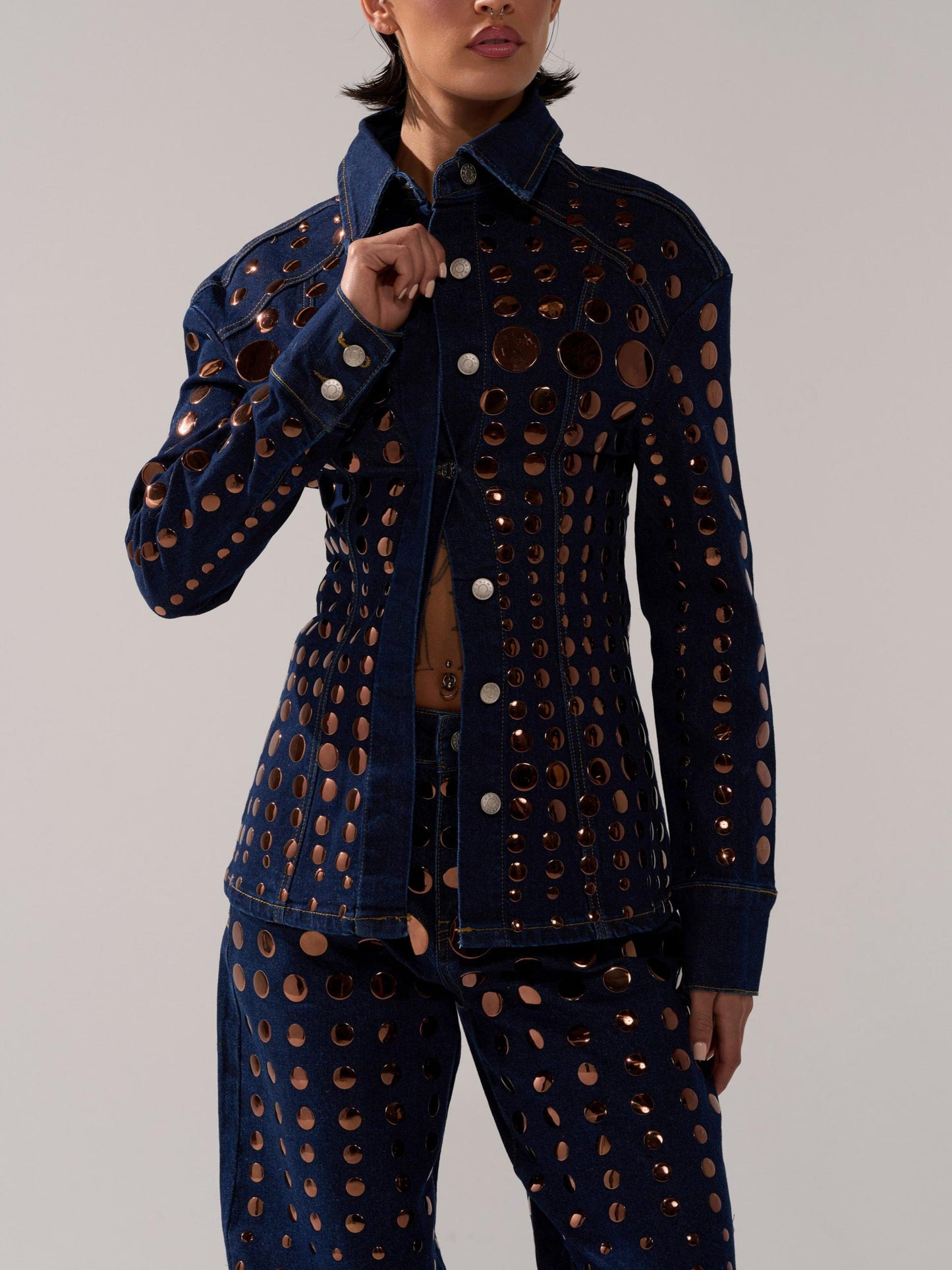 Studded Denim Suit