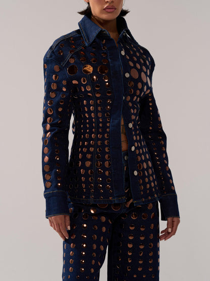 Studded Denim Suit