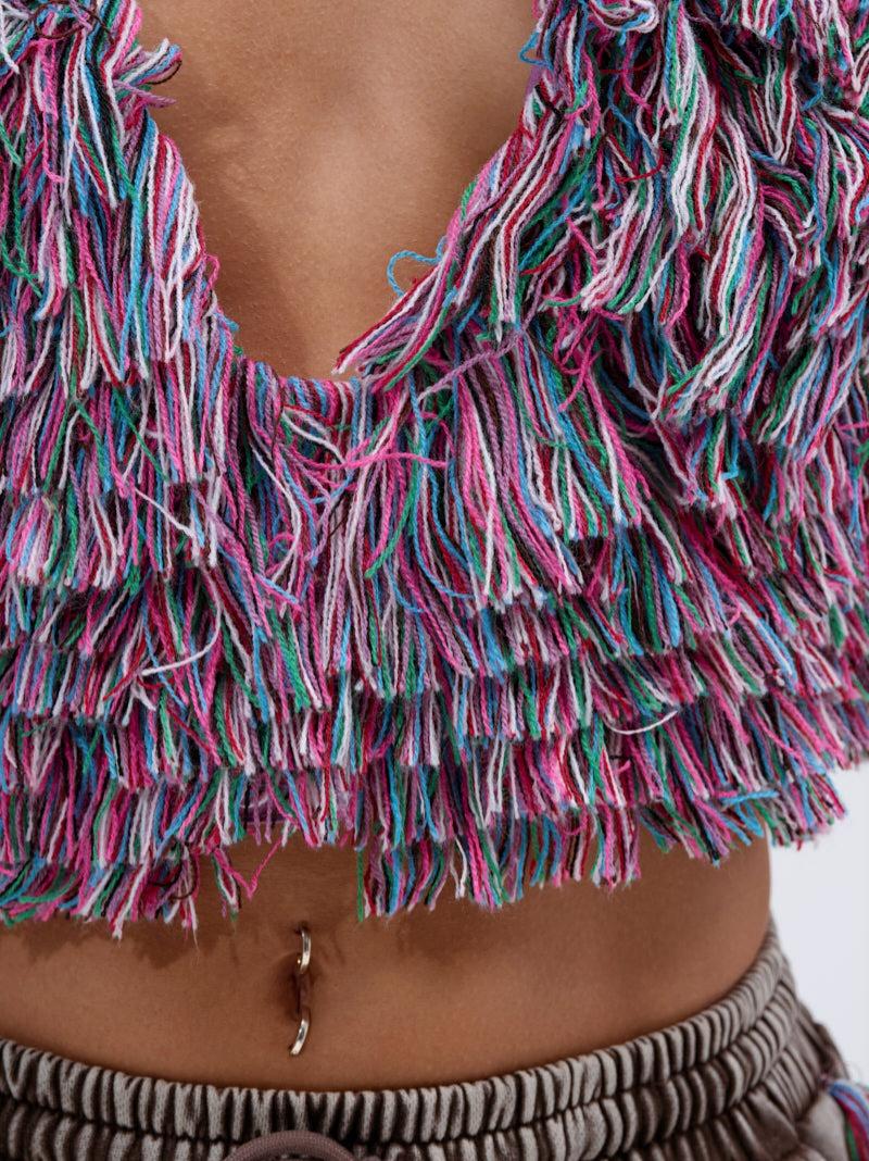 Deep V Neck Fringed Two Pieces Set