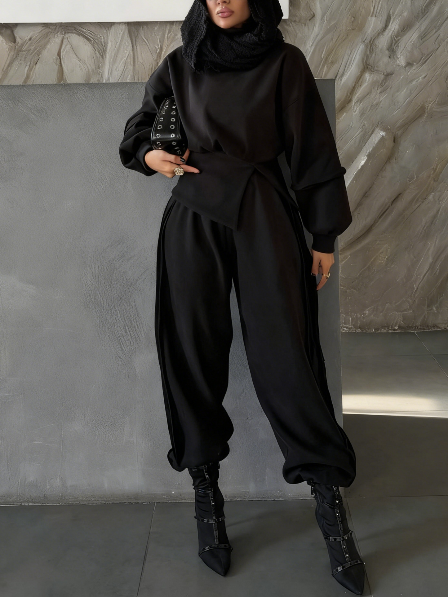 Patchwork Design Pants Set