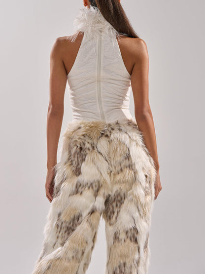 Faux Fur Pants Set