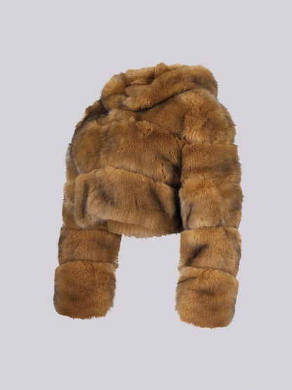 Faux Fur Hooded Short Coat
