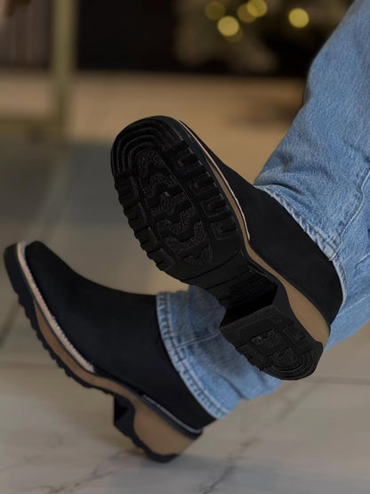 Men's Black & Brown Chunky Sole Chelsea Boots