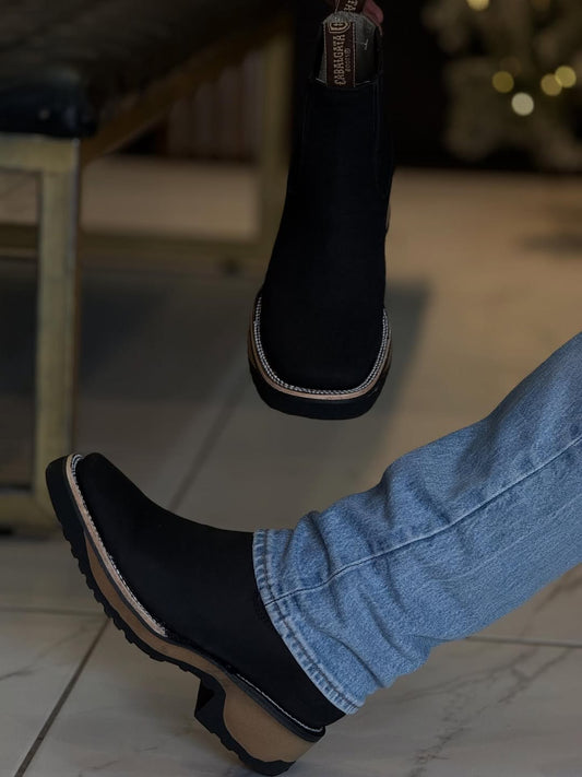 Men's Black & Brown Chunky Sole Chelsea Boots