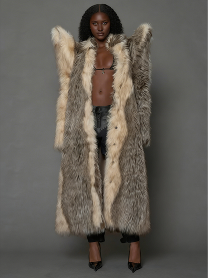 Statement Shoulder Faux Fur Coat