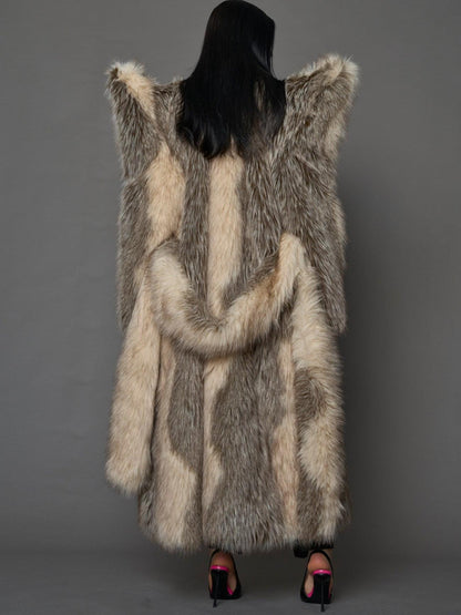 Statement Shoulder Faux Fur Coat