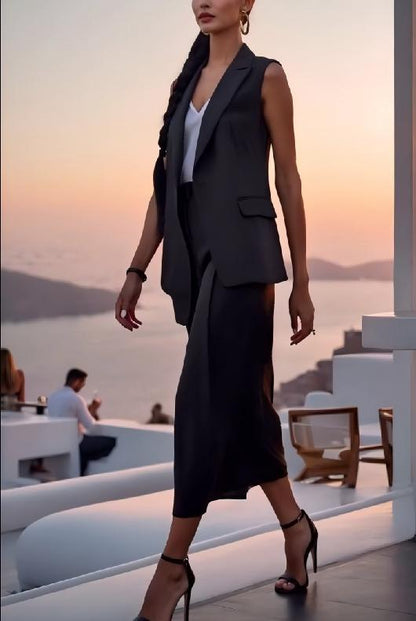 Elegant Black Two Piece Set