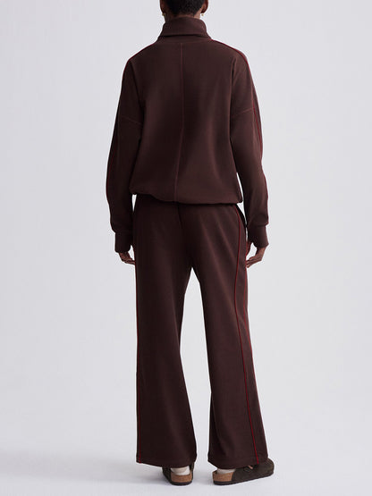 Elegant Turtleneck Striped Two Pieces Set