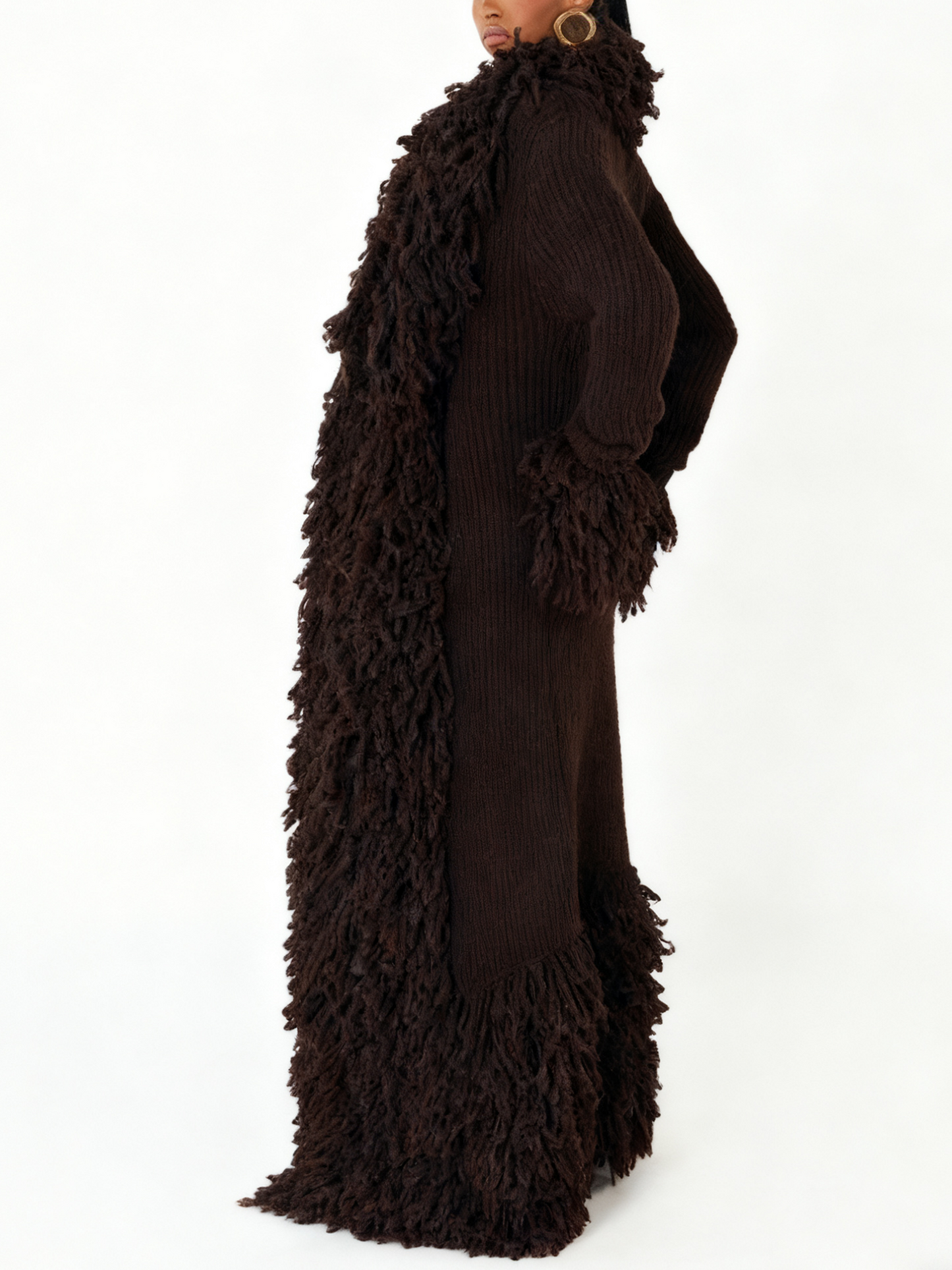 Fashion Oversized Fringe Knitted Coat