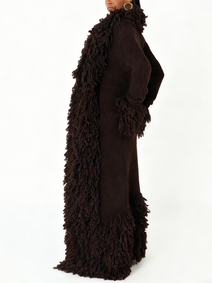 Fashion Oversized Fringe Knitted Coat