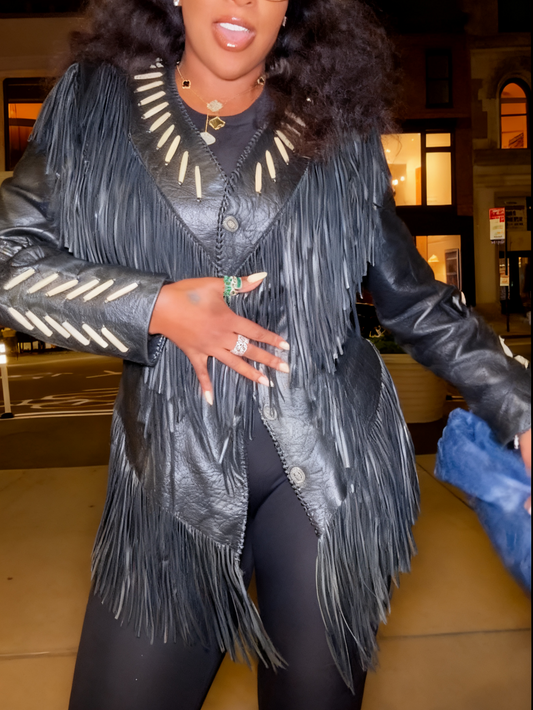 Fringed Leather Coat