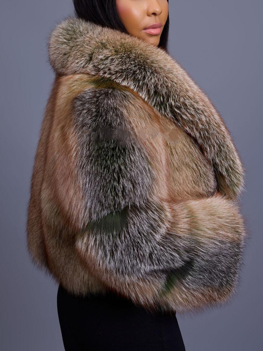 Luxury Crop Fox Bomber Coat
