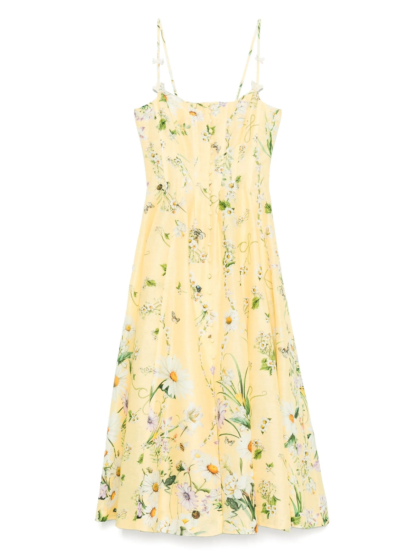 Daisy Print Spaghetti Strap Midi Dress