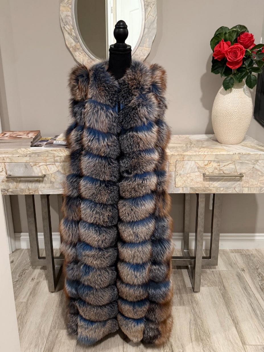 Multicolor Stylish Winter Sleeveless Outerwear Full Long Fur Vest