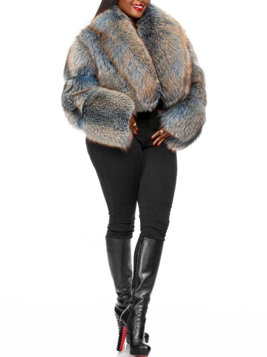 Luxury Multi - Colored Fox Fur Cropped Jacket