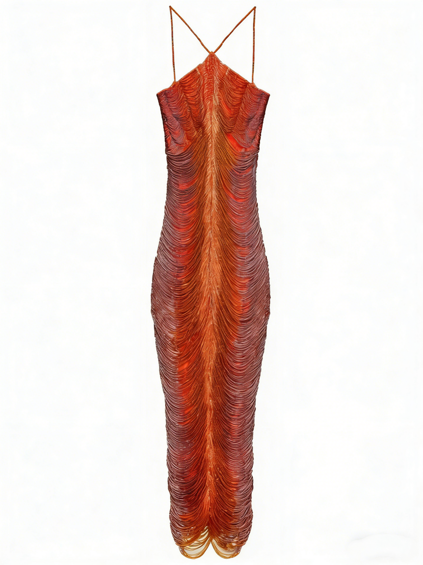 Luxe Crimson Ombre Shimmer Cami Maxi Dress