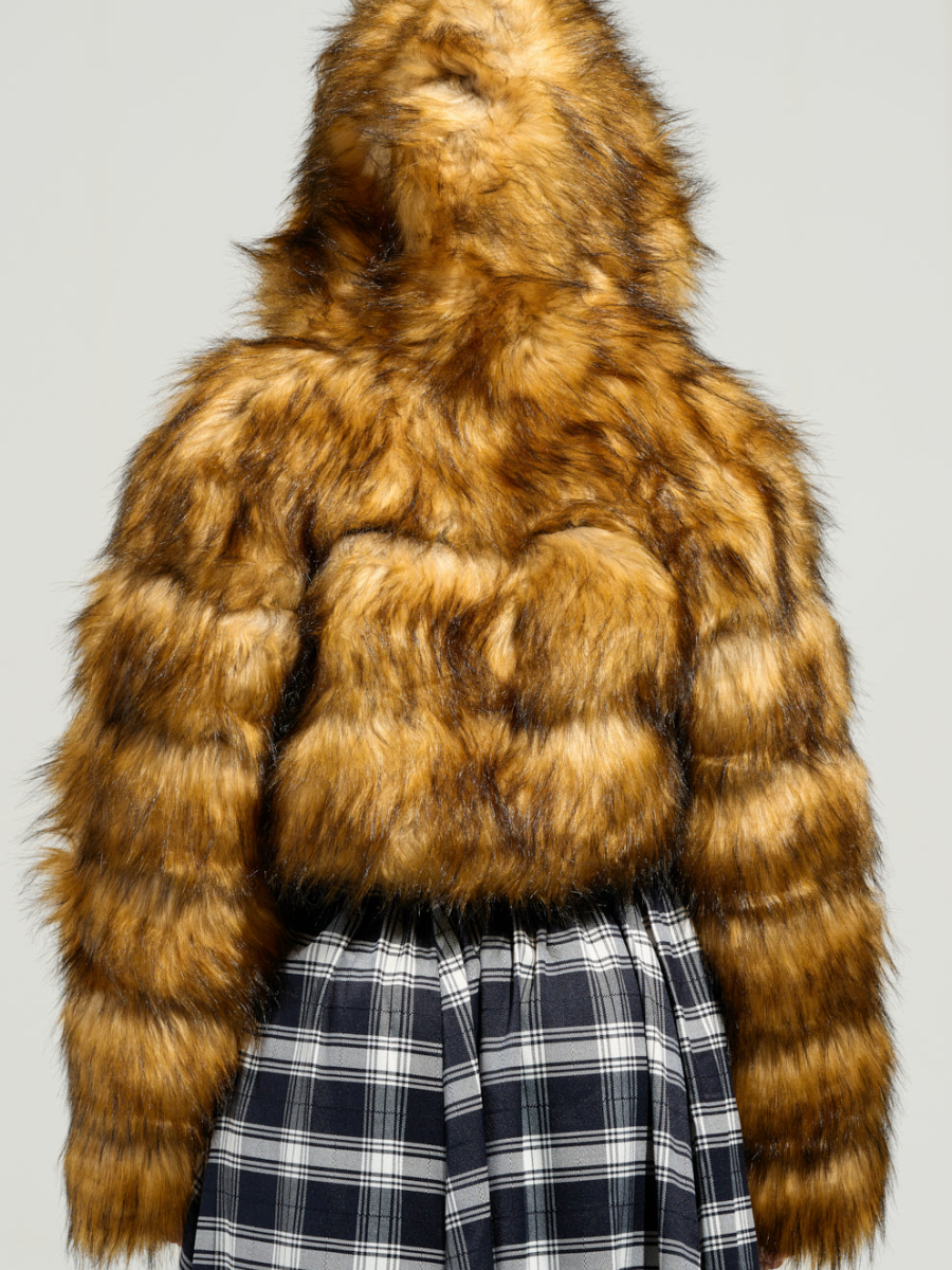 Plush Faux Fur Cropped Jacket