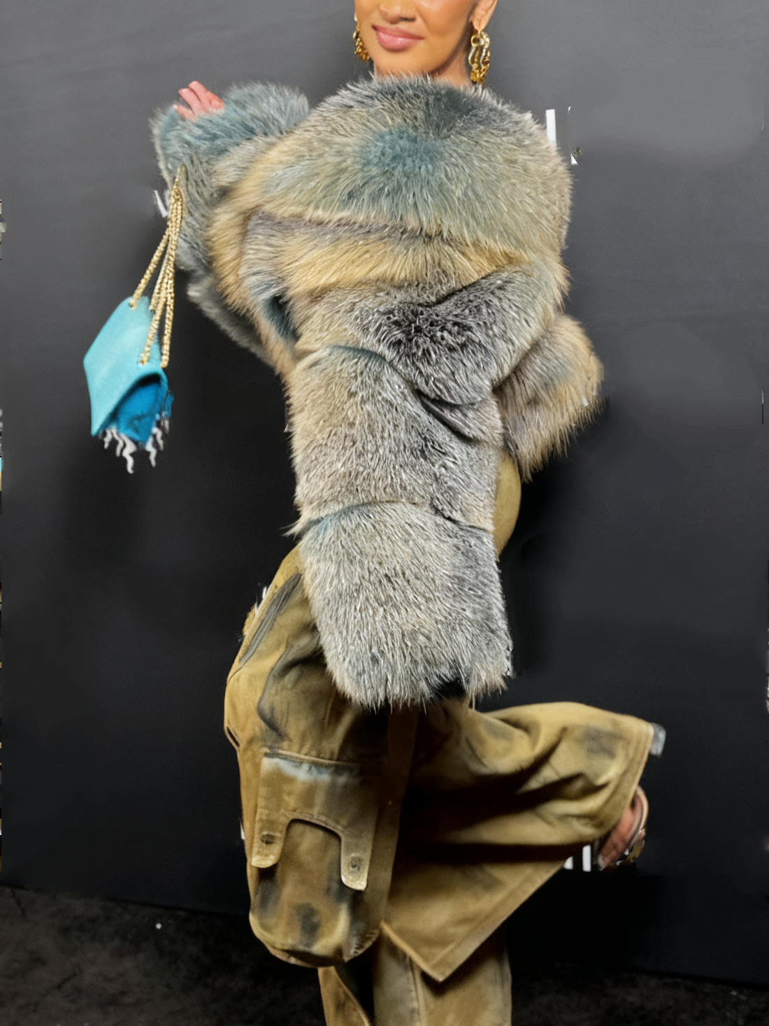 Luxury Winter Coat Fox Fur Cropped Jacket