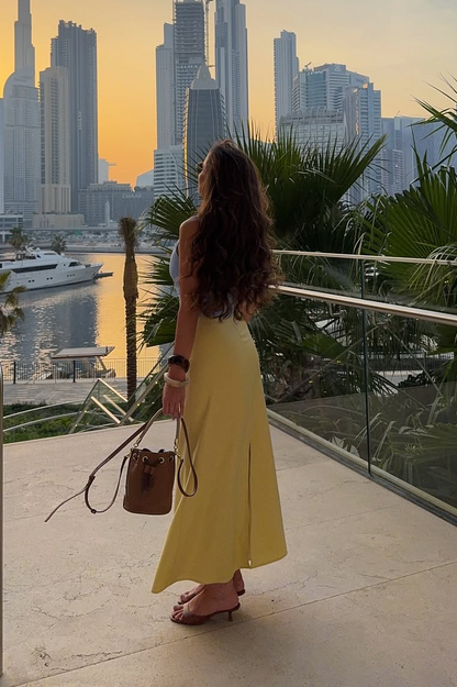 Elegant Light - yellow Midi Skirt