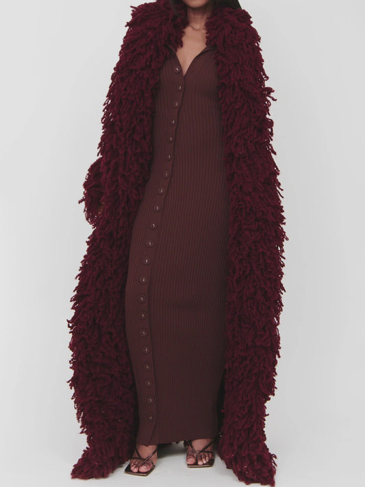 Fashion Oversized Fringe Knitted Coat