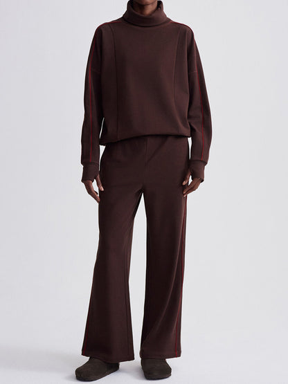 Elegant Turtleneck Striped Two Pieces Set