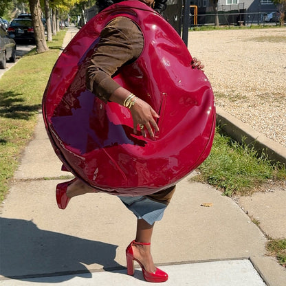 Faux Patent Leather Oversized Tote