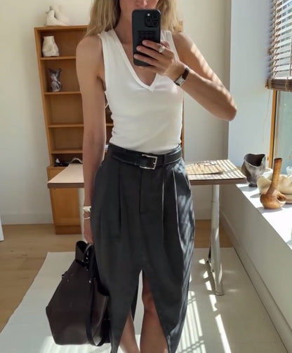 Minimalist White Wide-Strap Tank