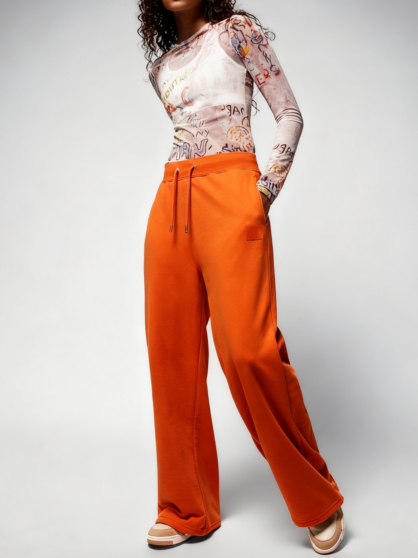 Oversized Cropped Zip-Up Hoodie & Wide-Leg Sweatpants