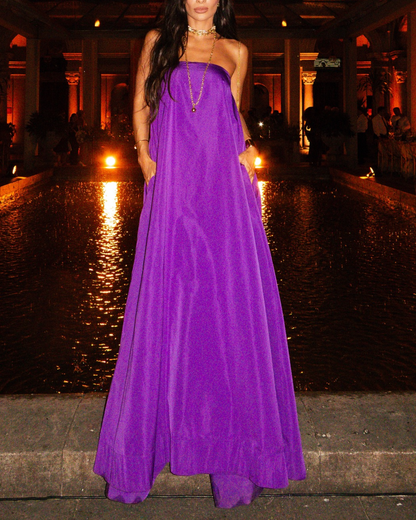 Royal Violet Off-Shoulder Maxi Dress
