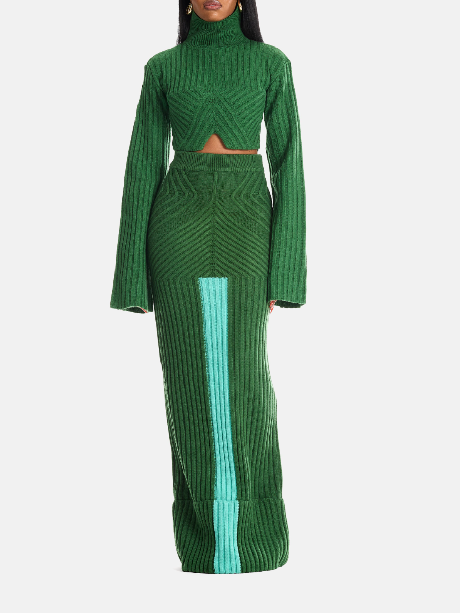 Contrast Knit Suit