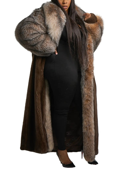 Luxury Fox Fur Full Skin Mink Trench Coat