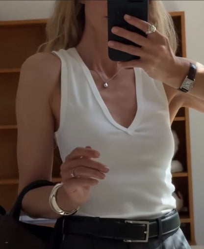Minimalist White Wide-Strap Tank