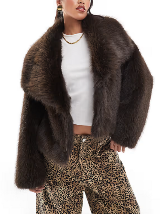 Stylish Cropped Fur Coat