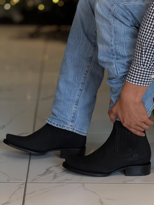 Men's Black Matte Leather Chelsea Boots