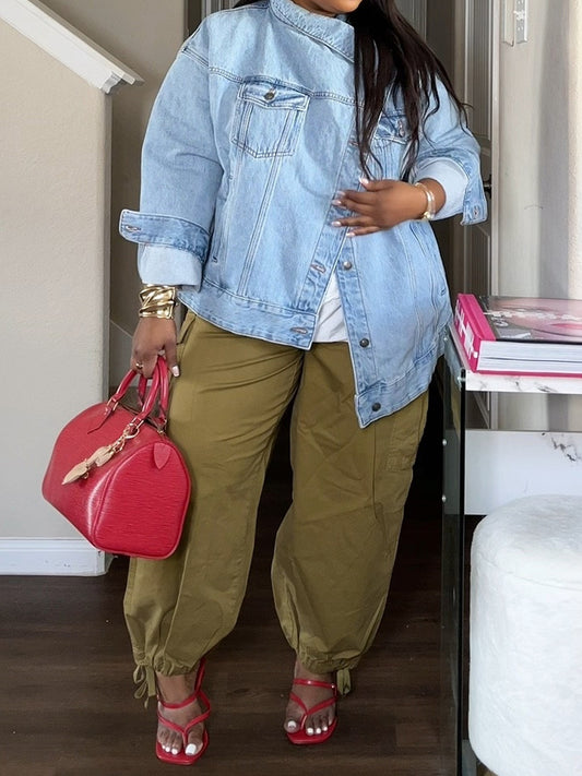 Asymmetric Front Denim Jacket