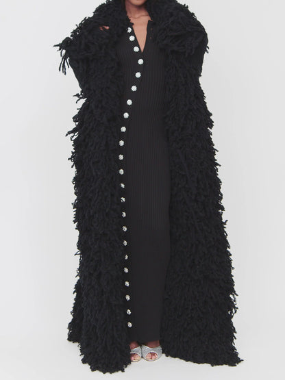 Fashion Oversized Fringe Knitted Coat