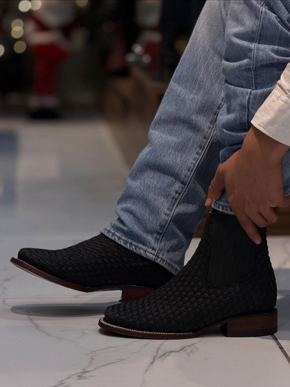 Men's Woven Leather Chelsea Boots