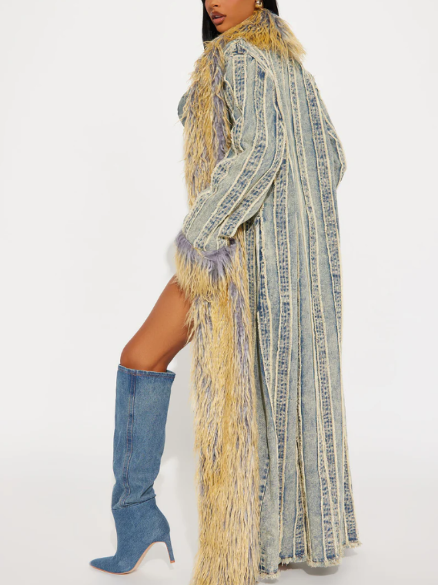 Plush Denim Full Length Jacket