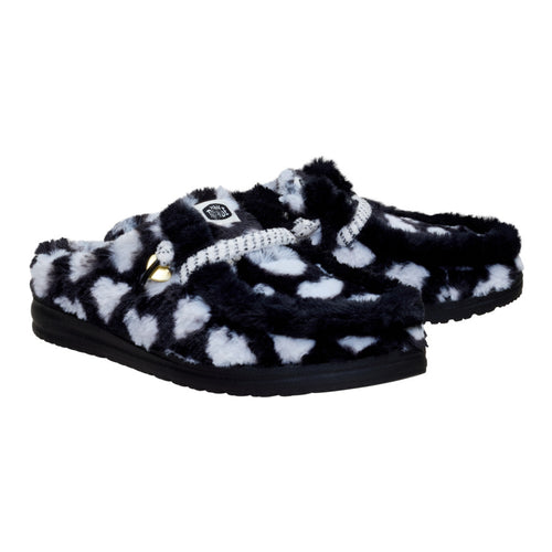 Heart Print Fuzzy Slippers