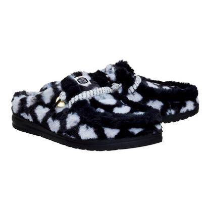 Heart Print Fuzzy Slippers