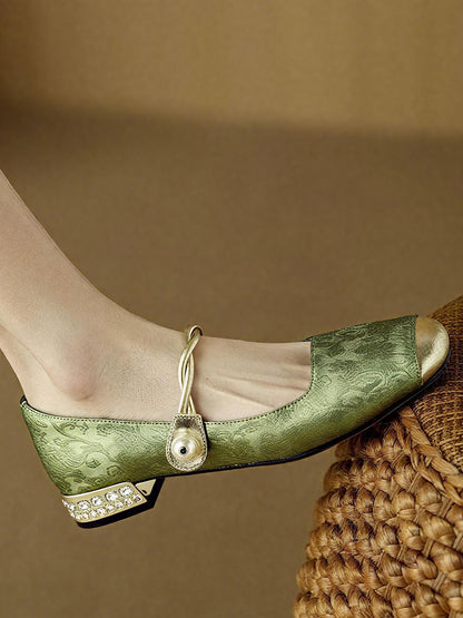 Elegant Gold - trimmed Design and Pearl Decoration Flats