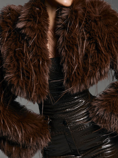 Fashion Faux Fur Cropped Coat